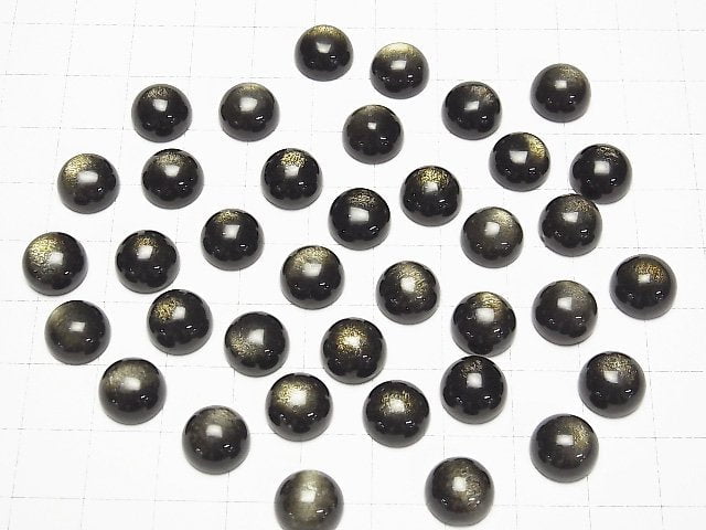 [Video] Golden Sheen Obsidian AAA Round Cabochon 10x10x5mm 4pcs