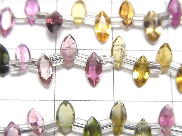 [Video] High Quality Multi color Tourmaline AAA Marquise Faceted 6x3mm half or 1strand (18pcs )