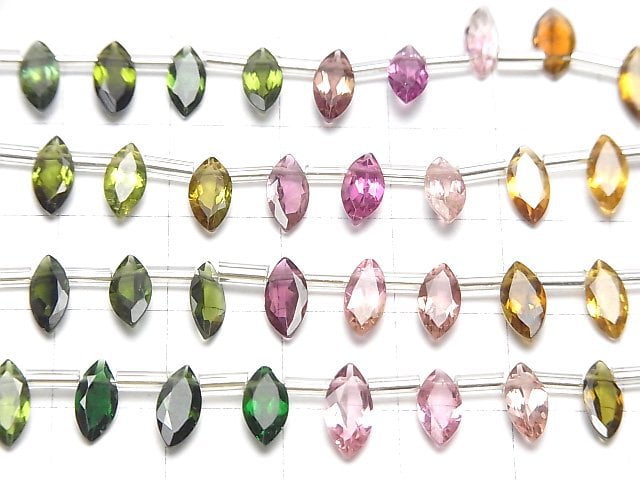 [Video] High Quality Multi color Tourmaline AAA Marquise Faceted 8x4mm half or 1strand (18pcs )