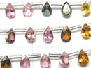 [Video]High Quality Multicolor Tourmaline AAA Pear shape Faceted 6x4mm 1strand (18pcs )