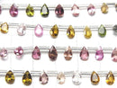 [Video]High Quality Multicolor Tourmaline AAA Pear shape Faceted 6x4mm 1strand (18pcs )