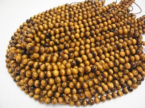 [Video] Yellow Tiger's Eye AAA Round 8mm Honey Color 1strand beads (aprx.15inch / 38cm)