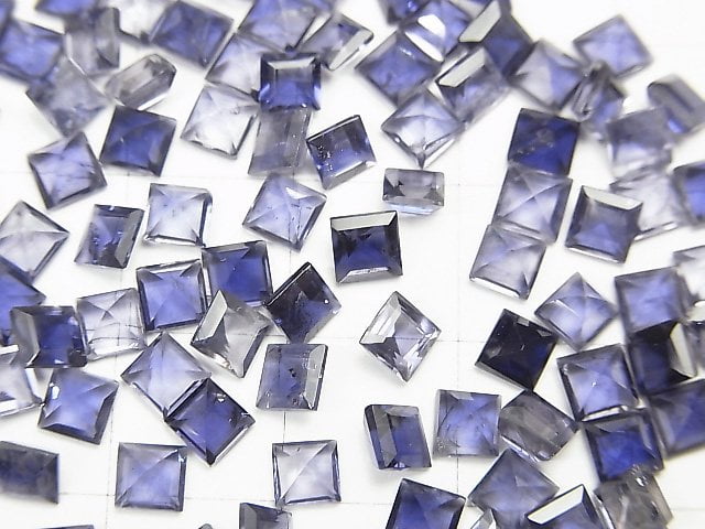 [Video]High Quality Iolite AAA Loose stone Square Faceted 4x4mm 5pcs