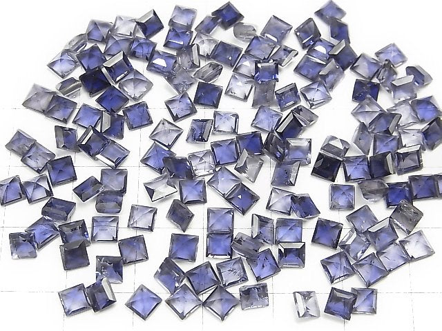 [Video] High Quality Iolite AAA Undrilled Square Faceted 4x4mm 5pcs
