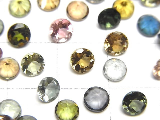 [Video]High Quality Multicolor Tourmaline AAA Loose stone Round Faceted 5x5mm 5pcs