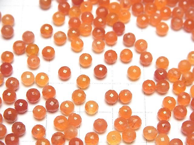 [Video]High Quality Carnelian AAA Half Drilled Hole Faceted Round 4mm 10pcs