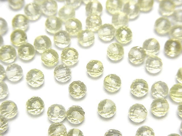 Faceted Round, Lemon Quartz Gemstone Beads