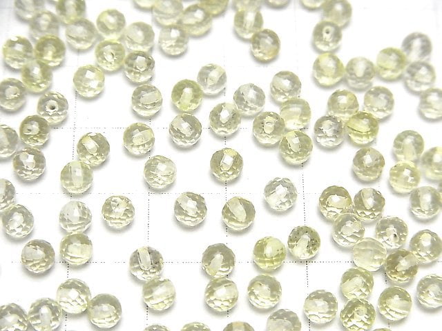 [Video]High Quality Lemon Quartz AAA Half Drilled Hole Faceted Round 4mm 10pcs
