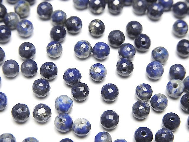 [Video]Lapislazuli AA++ Half Drilled Hole Faceted Round 4mm 5pcs