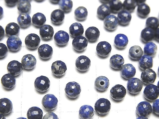 [Video]Lapislazuli AA++ Half Drilled Hole Faceted Round 4mm 5pcs