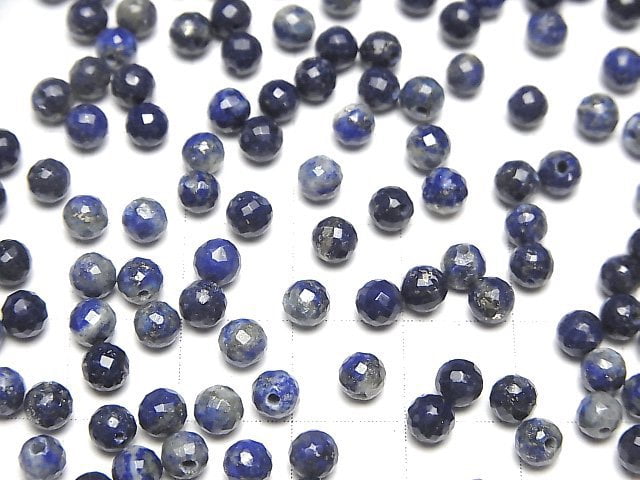 [Video]Lapislazuli AA++ Half Drilled Hole Faceted Round 4mm 5pcs