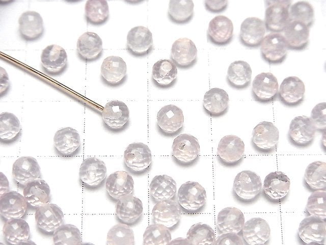 [Video]High Quality Rose Quartz AAA Half Drilled Hole Faceted Round 4mm 10pcs