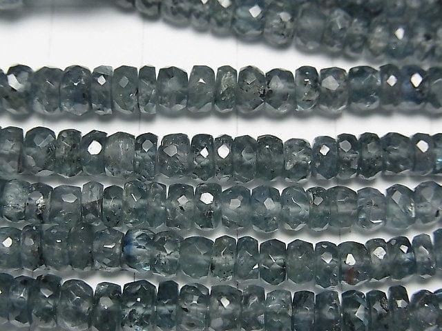 [Video]High Quality Indigo Blue Kyanite AAA- Faceted Button Roundel half or 1strand beads (aprx.15inch/36cm)