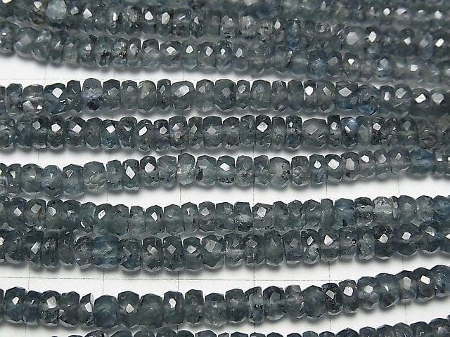 [Video]High Quality Indigo Blue Kyanite AAA- Faceted Button Roundel half or 1strand beads (aprx.15inch/36cm)