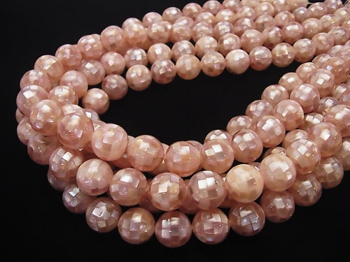 [Video] Mosaic Shell Pink Brown Round 12mm 1/4 or 1strand beads (aprx.15inch / 36cm)