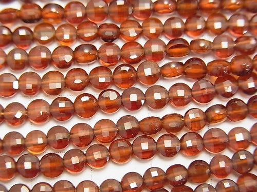 High Quality Hessonite Garnet AAA Faceted Coin 4x4x3mm 1strand beads (aprx.15inch/38cm)