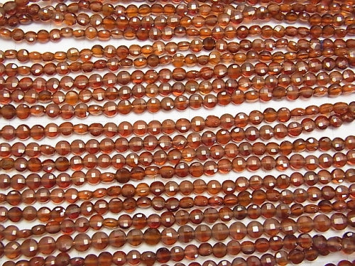 High Quality Hessonite Garnet AAA Faceted Coin 4x4x3mm 1strand beads (aprx.15inch/38cm)