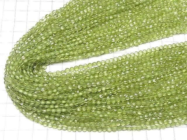 高品質橄欖石 AAA - 刻面圓珠 4x4x2mm 1串珠（約15英吋/36公分）高品質！