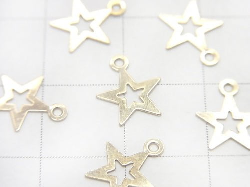 14KGF Charm 9x8mm Star with Hole 3pcs