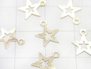 14KGF Charm 9x8mm Star with Hole 3pcs
