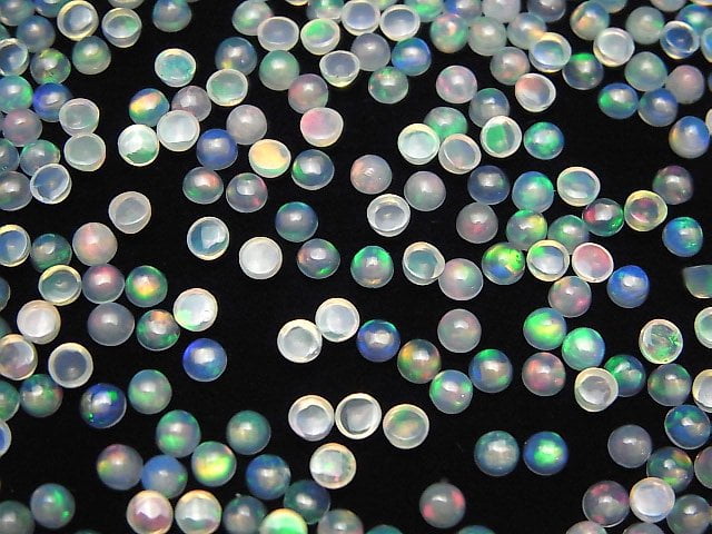 [Video] High Quality Ethiopia Opal AAA Round Cabochon 3x3mm 10pcs