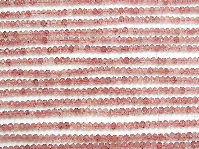 [Video] High Quality! Pink Epidot AA++ Faceted Button Rondelle 3x3x2mm 1strand beads (aprx.15inch / 37cm)