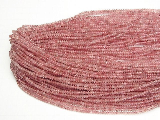 [Video] High Quality! Pink Epidot AA++ Faceted Button Rondelle 3x3x2mm 1strand beads (aprx.15inch / 37cm)