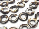 1strand $11.79! Mother of Pearl MOP Brown 4 Coin (Donut) 20x20x4mm 1strand beads (aprx.15inch / 36cm)