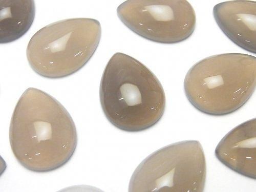 [Video] Gray Onyx AAA Pear shape Cabochon 18x13mm 3pcs