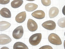 [Video] Gray Onyx AAA Pear shape Cabochon 18x13mm 3pcs