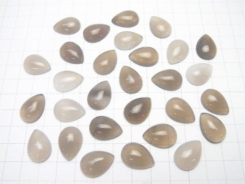 [Video] Gray Onyx AAA Pear shape Cabochon 18x13mm 3pcs