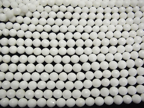 High Quality! 1strand $8.79! White Shell 128 Faceted Round 8mm 1strand beads (aprx.15inch / 38cm)