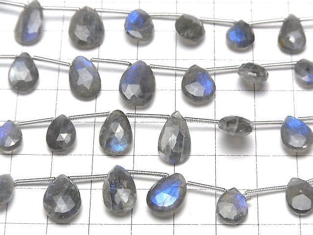 [Video] High Quality Blue Labradorite AAA-Pear shape Faceted Briolette 1strand beads (aprx.7inch / 17cm)