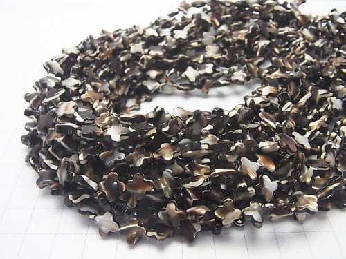 [Video] Mother of Pearl MOP Brown Flower Motif 8x8x3mm 1strand beads (aprx.15inch / 38cm)