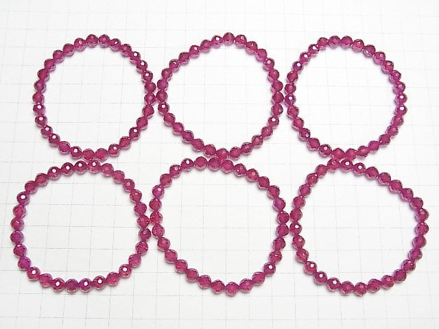 [Video] High Quality! Synthetic Ruby AAA 128Faceted Round 6mm Bracelet