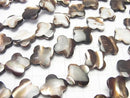[Video] Mother of Pearl MOP Brown Flower Motif 15x15x4mm half or 1strand beads (aprx.15inch / 36cm)
