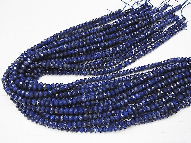 [Video]High Quality! Lapislazuli AA++ Faceted Button Rondelle 6x6x3.5mm 1strand beads (aprx.15inch/36cm)