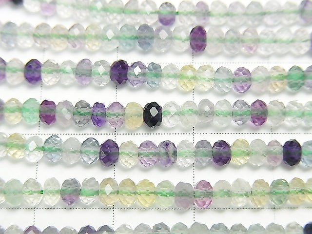 High quality! 1strand $7.79! Multicolor Fluorite AAA- Faceted Button Roundel 3x3x2 1strand beads (aprx.15inch / 38cm)