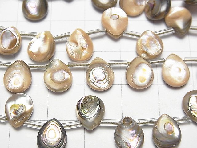 [Video] Abalone Shell Pear shape (Smooth) 10x8x4mm 1/4 or 1strand beads (aprx.15inch / 36cm)