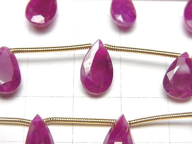 [Video] High Quality Ruby AAA Pear shape  Faceted  half or 1strand (10pcs )