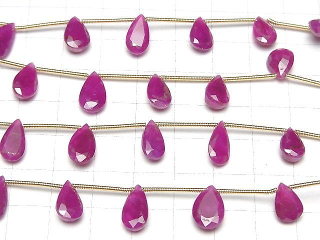 [Video] High Quality Ruby AAA Pear shape  Faceted  half or 1strand (10pcs )