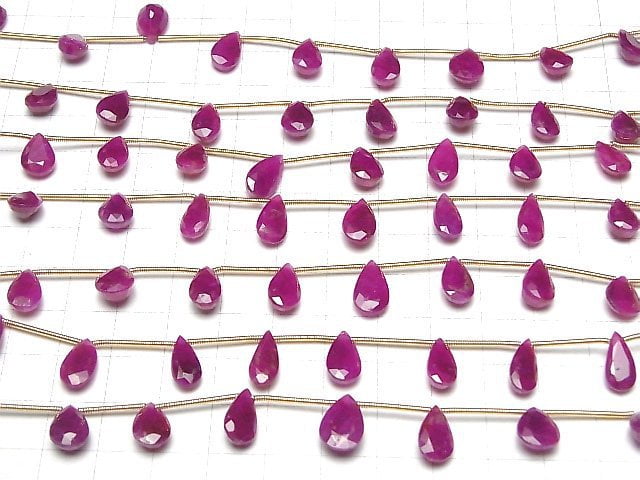 [Video] High Quality Ruby AAA Pear shape  Faceted  half or 1strand (10pcs )