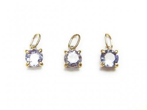 [Video][Japan] High Quality Tanzanite AAA Round Faceted 4x4x3mm Pendant [K10 Yellow Gold] 1pc
