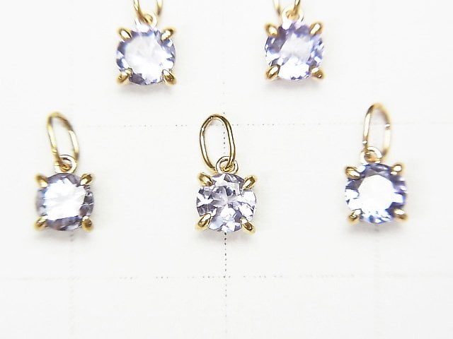 [Video][Japan] High Quality Tanzanite AAA Round Faceted 4x4x3mm Pendant [K10 Yellow Gold] 1pc
