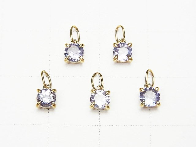 [Video][Japan] High Quality Tanzanite AAA Round Faceted 4x4x3mm Pendant [K10 Yellow Gold] 1pc
