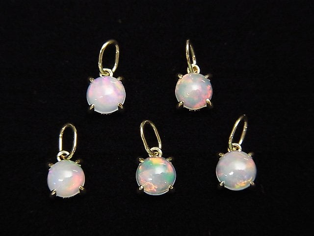 [Video][Japan]High Quality Ethiopian Opal AAA Pendant 4x4x3mm [K10 Yellow Gold] 1pc