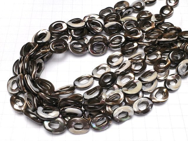 [Video]Mother of Pearl MOP Brown Oval (Donut) 18x13mm 1strand beads (aprx.15inch/36cm)