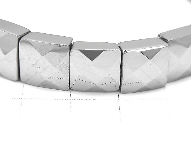 Terahertz 2-Loch Facettiert Quadrat 10x10x5mm Armband