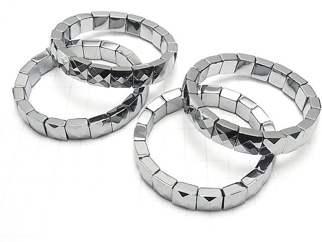 Terahertz 2-Loch Facettiert Quadrat 10x10x5mm Armband