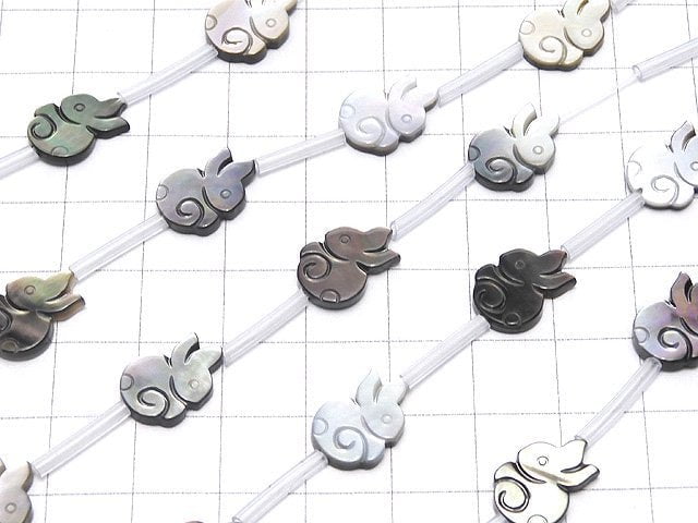 [Video] High quality Black Shell (Black-lip Oyster ) AAA rabbit shape 14x10x2mm half or 1strand (Approx 14pcs )